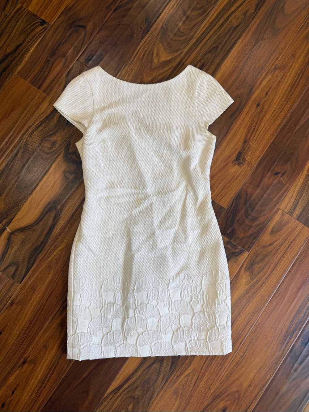 Ted Baker Ivory Textured Cap-Sleeve Mini Dress